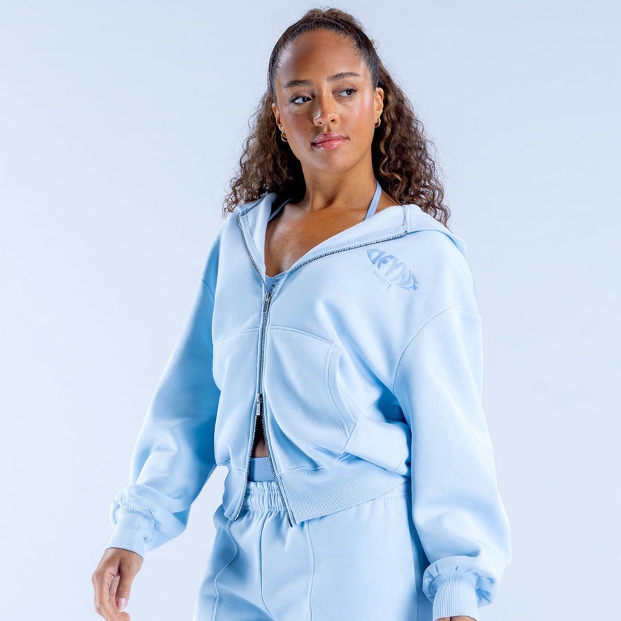 Sweat zippé imprimé Revive Bleu craie