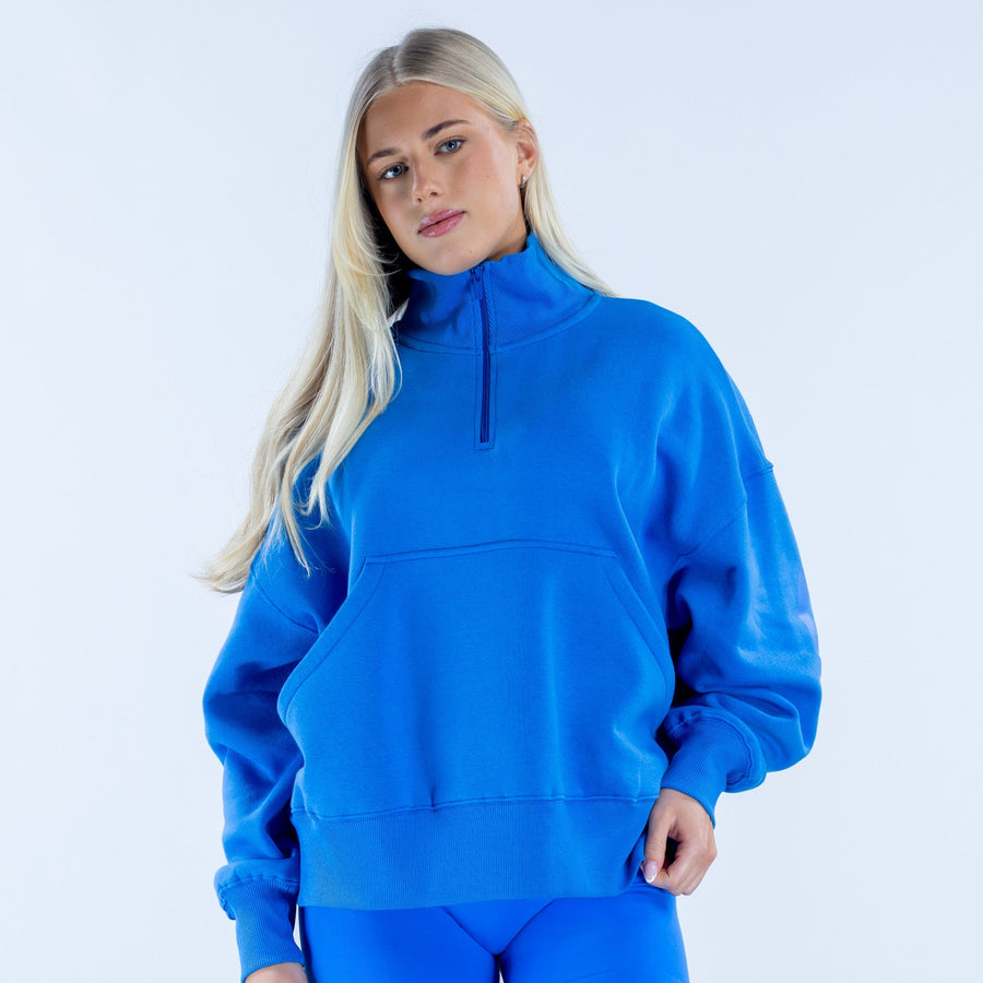 Sweat quart de zip Signature Bleu électrique