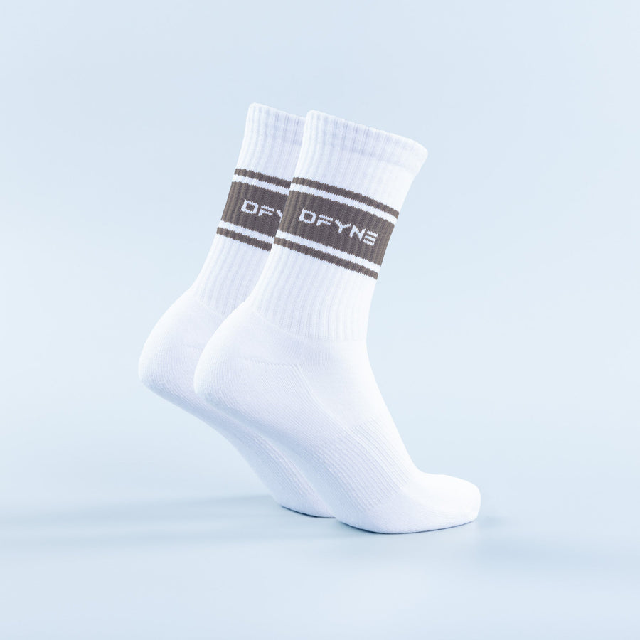 Chaussettes mi-hautes à rayures Blanc optique / Détail truffe