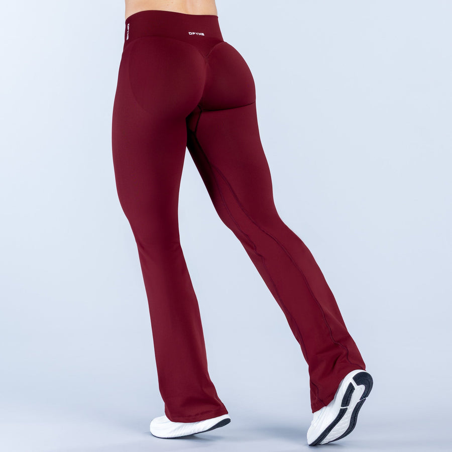Pantalon évasé Vision | Ceinture droite Bordeaux foncé