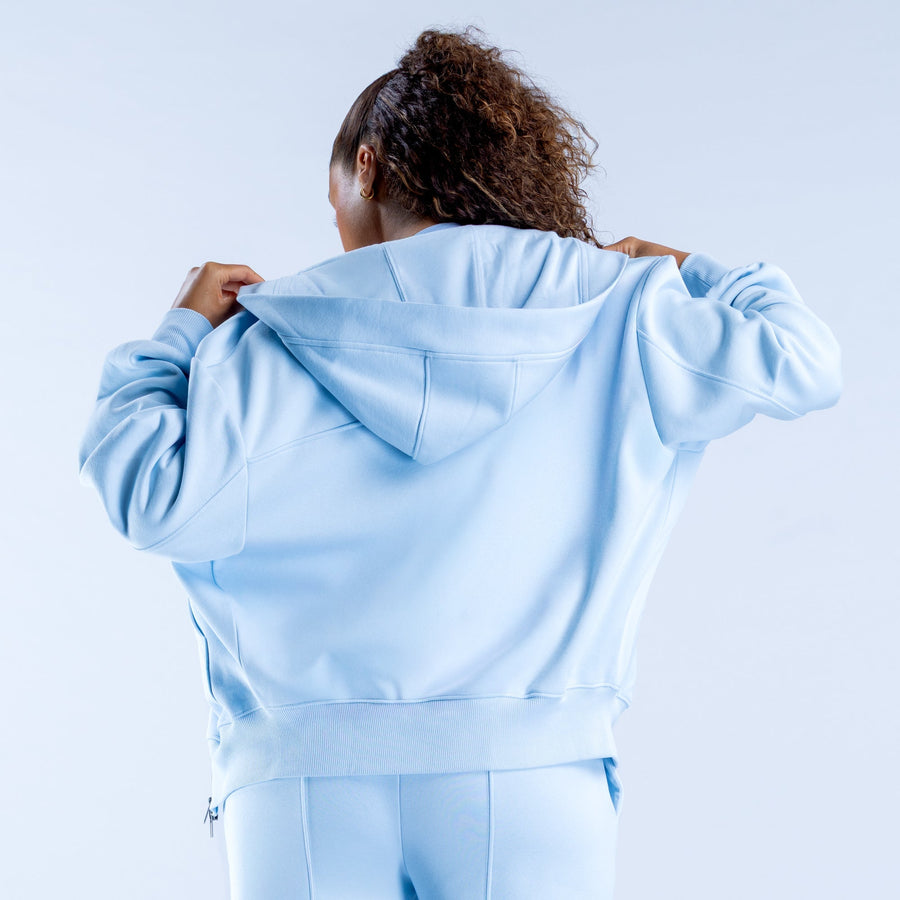 Sweat zippé imprimé Revive Bleu craie